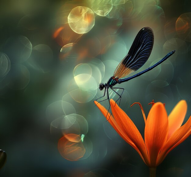 Photo gratuite la libellule photoréaliste dans la nature