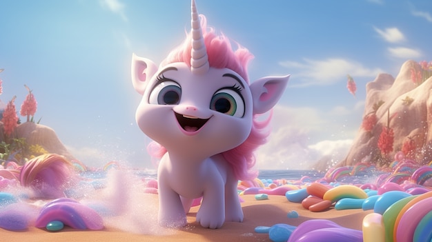 Licorne animée 3D pour enfants