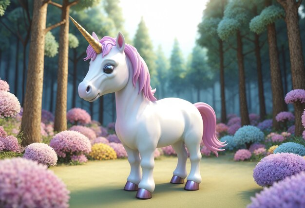Une licorne mignonne en 3D