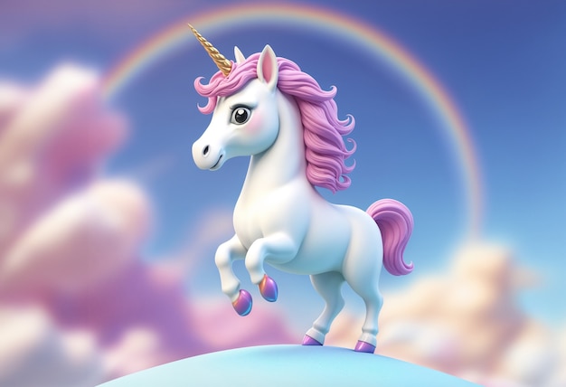 Une licorne mignonne en 3D