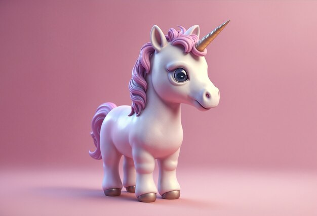Une licorne mignonne en 3D