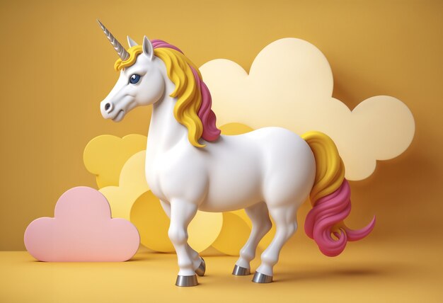 Une licorne mignonne en 3D