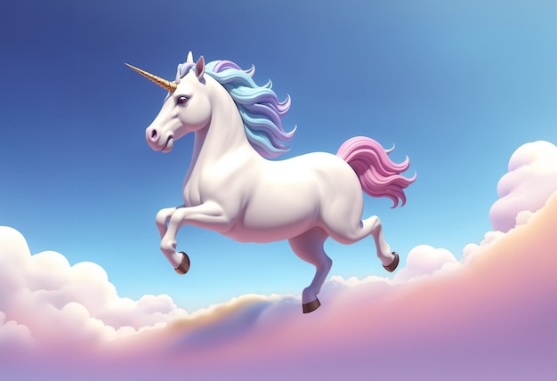 Une licorne mignonne en 3D