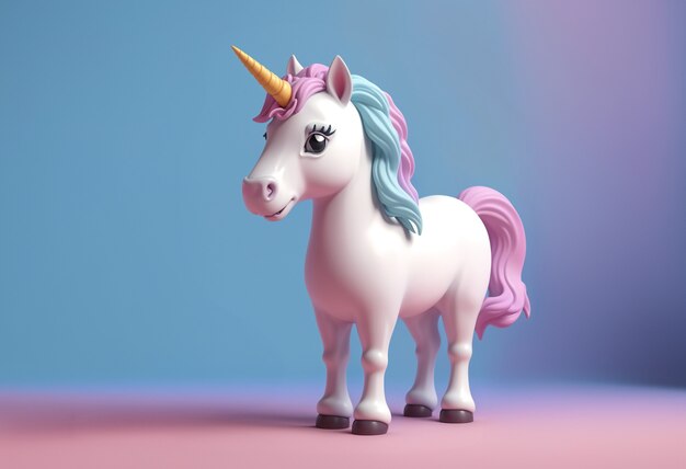 Une licorne mignonne en 3D