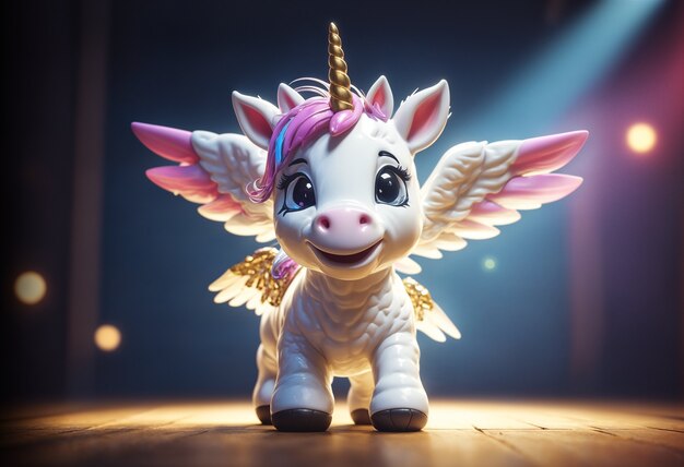 Une licorne mignonne en 3D