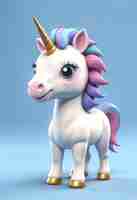 Photo gratuite une licorne mignonne en 3d