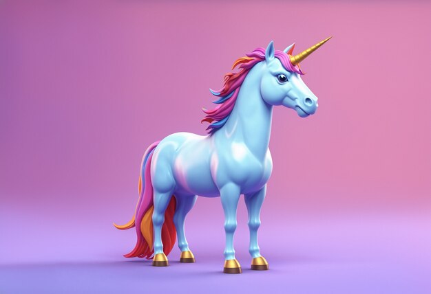Une licorne mignonne en 3D
