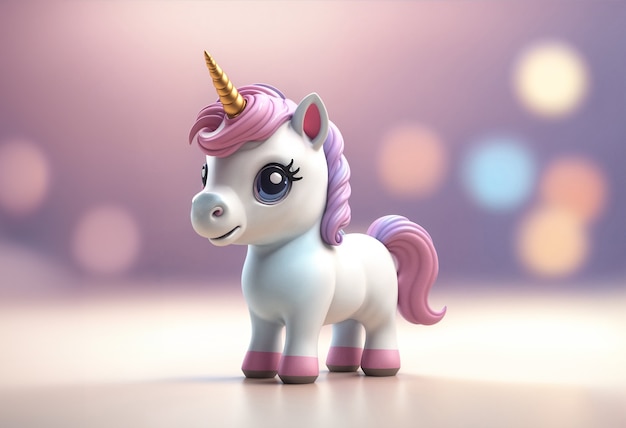 Photo gratuite une licorne mignonne en 3d