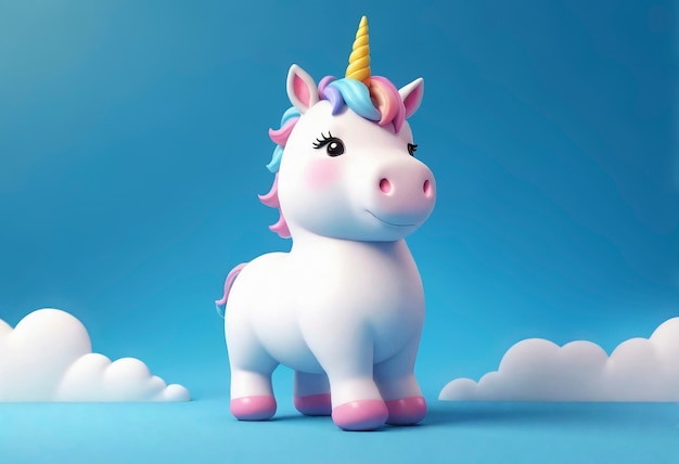 Photo gratuite une licorne mignonne en 3d