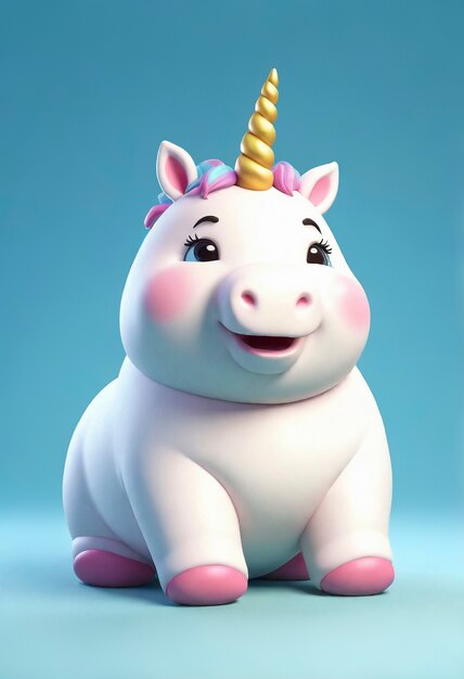 Une licorne mignonne en 3D