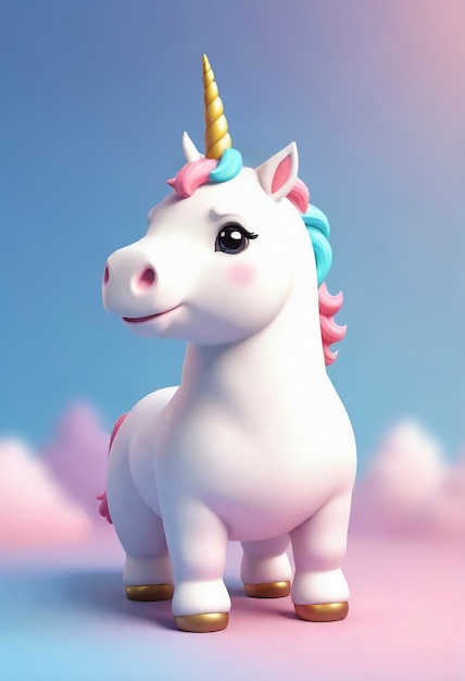 Une licorne mignonne en 3D