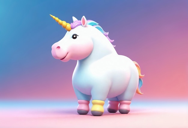 Une licorne mignonne en 3D