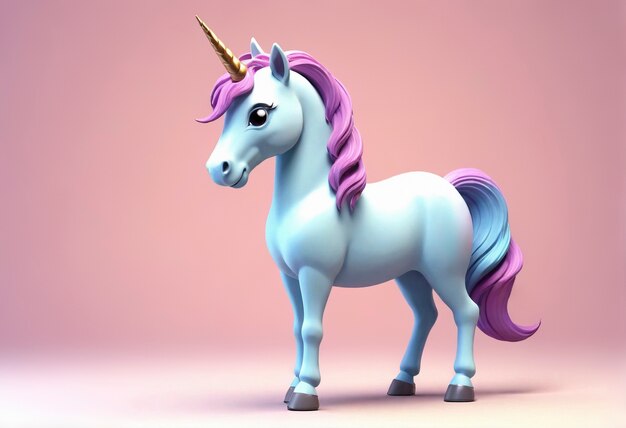 Une licorne mignonne en 3D