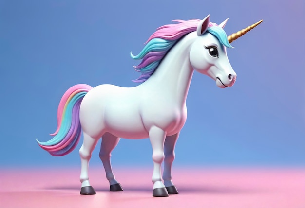 Une licorne mignonne en 3D
