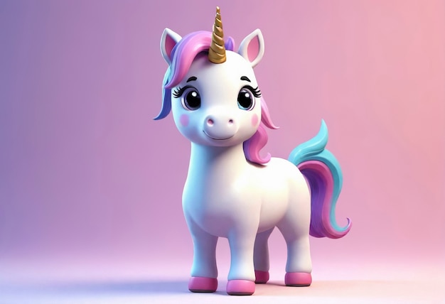 Photo gratuite une licorne mignonne en 3d