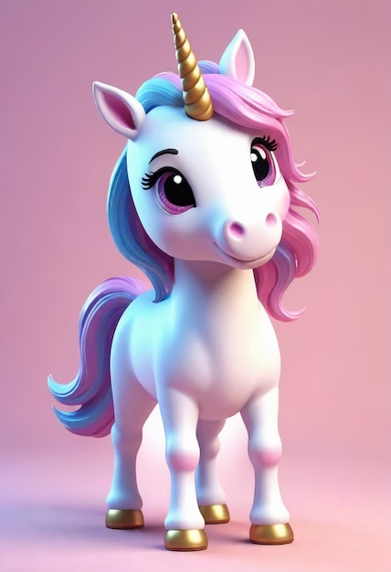 Une licorne mignonne en 3D