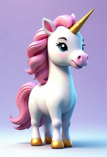 Photo gratuite une licorne mignonne en 3d