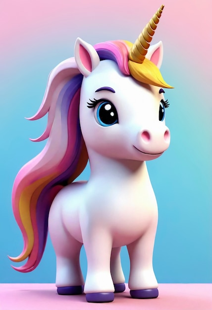 Photo gratuite une licorne mignonne en 3d