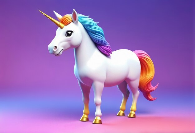 Une licorne mignonne en 3D