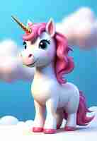 Photo gratuite une licorne mignonne en 3d