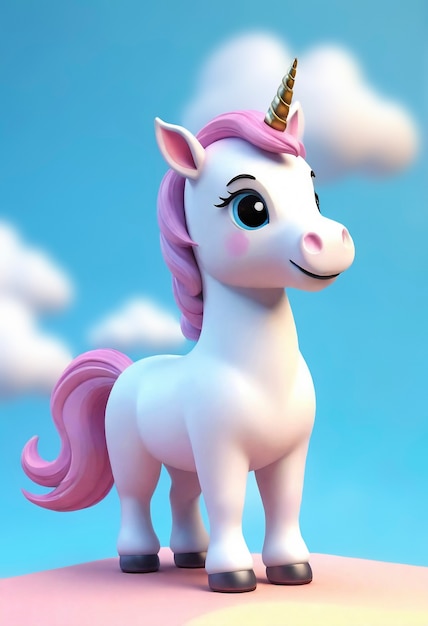 Photo gratuite une licorne mignonne en 3d