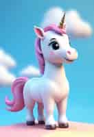 Photo gratuite une licorne mignonne en 3d