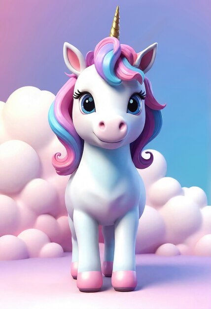 Une licorne mignonne en 3D