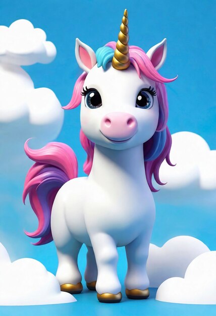 Une licorne mignonne en 3D