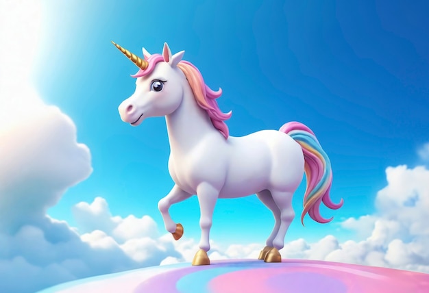 Photo gratuite une licorne mignonne en 3d