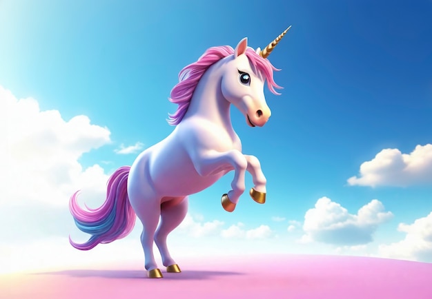 Photo gratuite une licorne mignonne en 3d