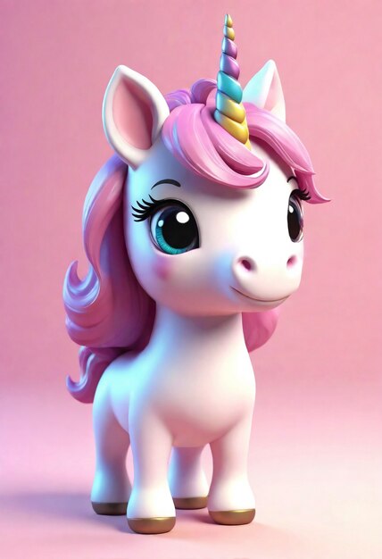 Une licorne mignonne en 3D