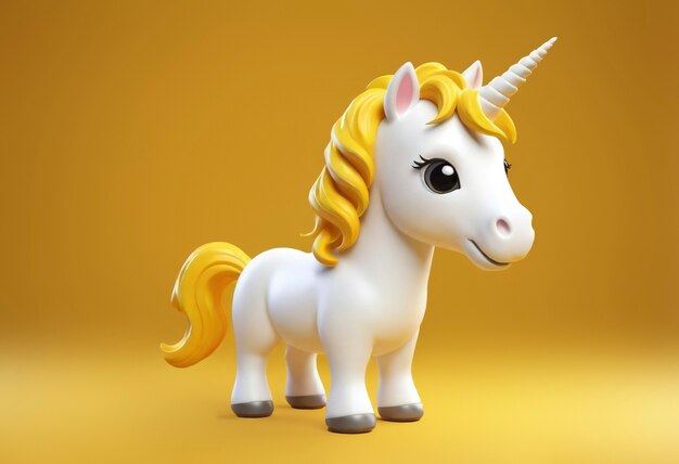 Photo gratuite une licorne mignonne en 3d