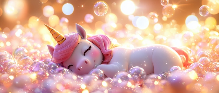 Photo gratuit une licorne mignonne de dessin animé en 3d