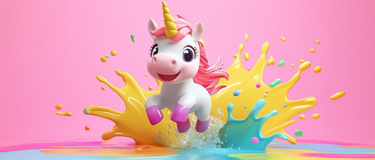 Photo gratuit une licorne mignonne de dessin animé en 3d