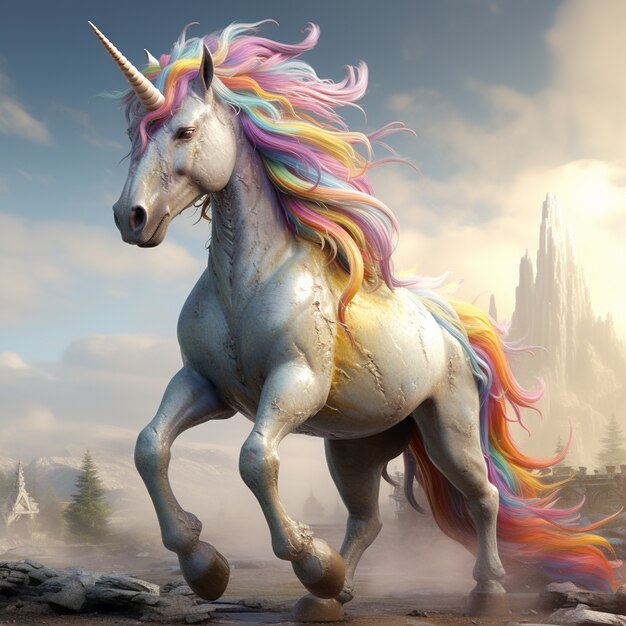 Licorne mythique 3d colorée