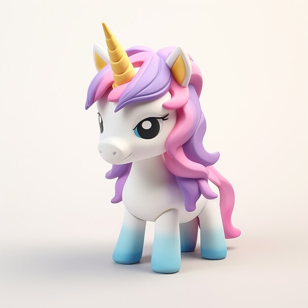 Licorne mythique 3D pour enfants, style figurine