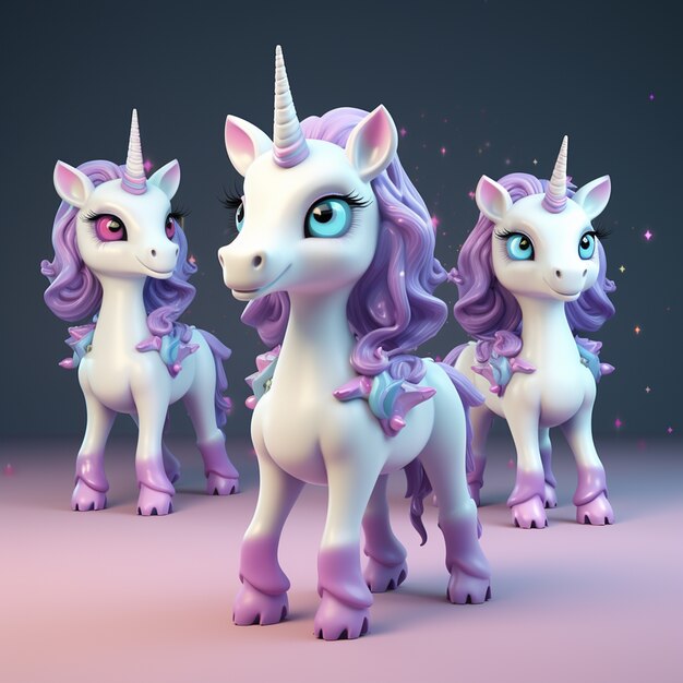 Photo gratuite licorne mythique 3d pour enfants, style figurine