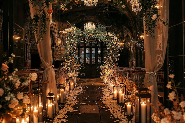 Photo gratuit un lieu de mariage photoréaliste avec un décor et des ornements intricats