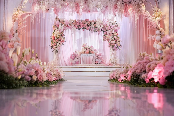 Photo gratuit un lieu de mariage photoréaliste avec un décor et des ornements intricats