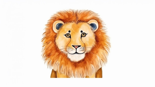 Un lion dessiné par des enfants sur un fond blanc