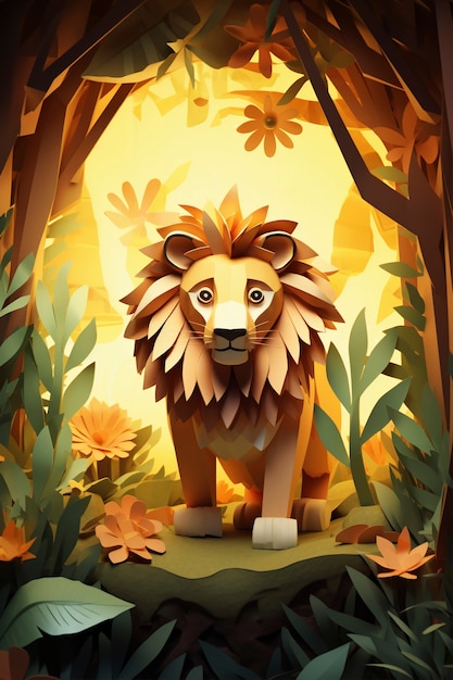 Photo gratuite lion mignon dans la nature