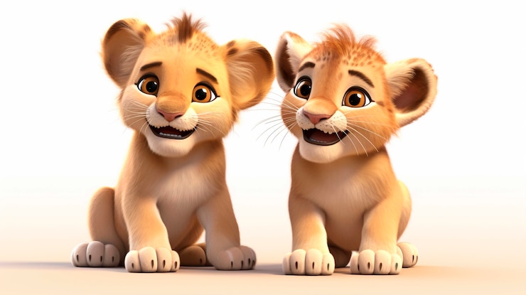 Photo gratuit des lions adorables en studio