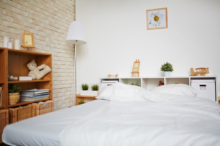 Photo gratuit lit dans la chambre