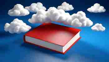 Photo gratuite livre réaliste avec des nuages sur fond bleu