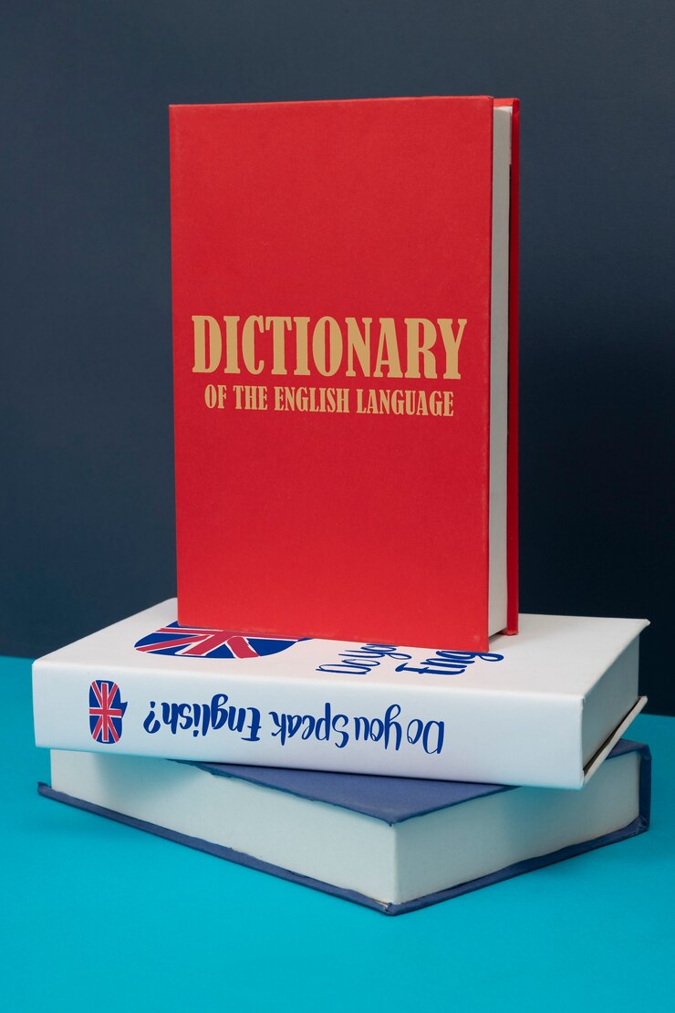 Photo gratuit livres anglais sur fond bleu