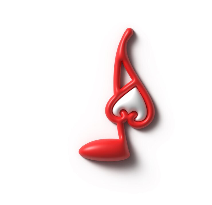 Photo gratuit logo 3d de la musique moderne symbole de clé de coeur