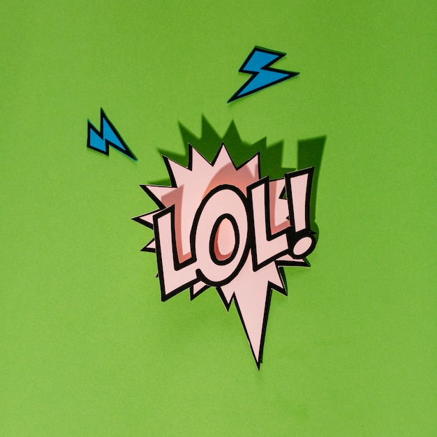 Lol! bulle de dialogue bande dessinée dans un style bande dessinée sur fond vert