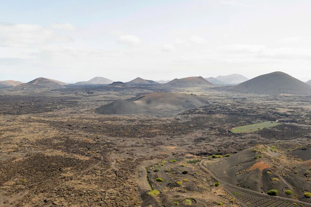 Long shot de la belle forêt et des montagnes prises par drone