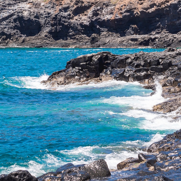 Photo gratuite long shot eau cristalline sur une plage sauvage