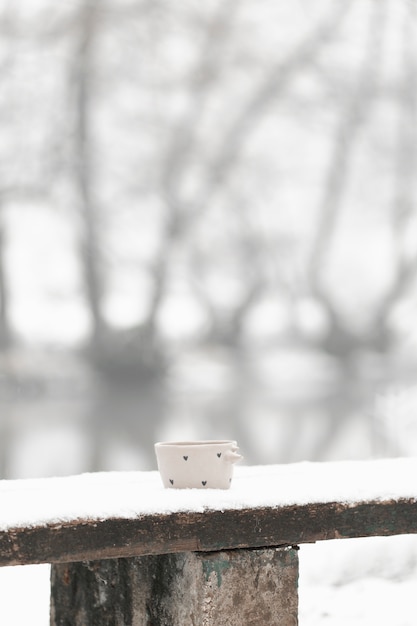 Longue tasse de thé en hiver